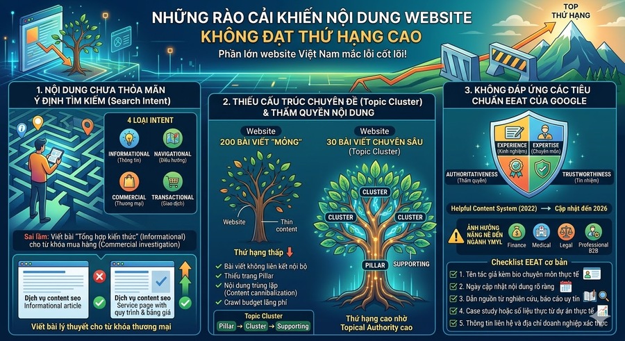Những rào cản khiến dịch vụ Content SEO khó bứt phá thứ hạng trên Google Những rào cản khiến dịch vụ Content SEO khó bứt phá thứ hạng trên Google