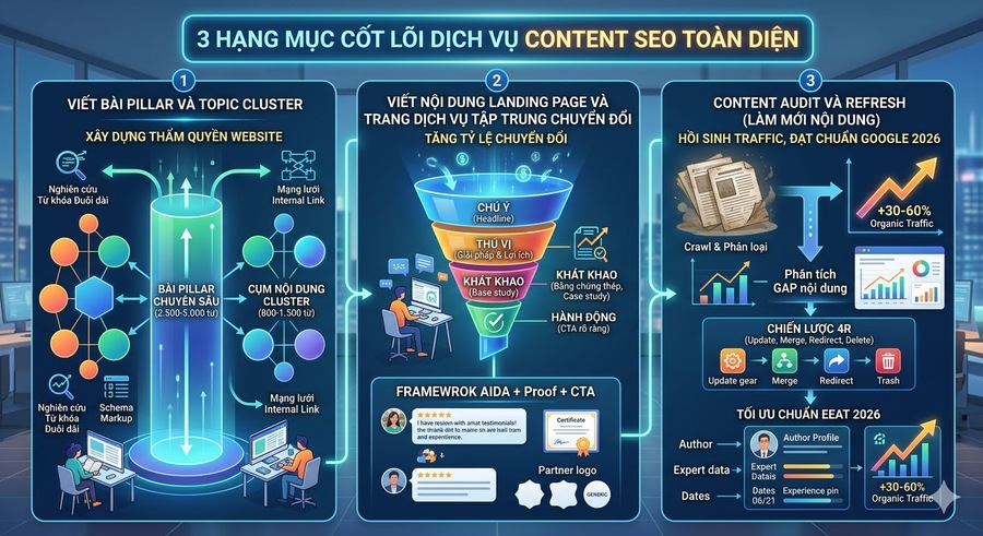 Các hạng mục triển khai trong dịch vụ Content SEO tại SEVO Digital Các hạng mục triển khai trong dịch vụ Content SEO tại SEVO Digital