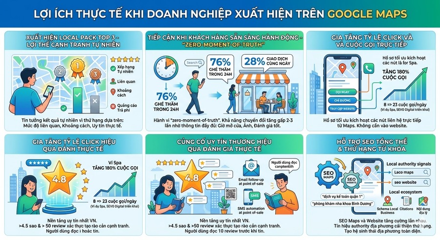 Lợi ích thực tế khi sử dụng dịch vụ SEO Google Maps giúp doanh nghiệp nổi bật trên bản đồ tìm kiếm