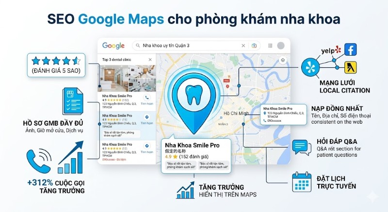 SEVO thống trị khu vực với chiến lược SEO Google Maps cho phòng khám