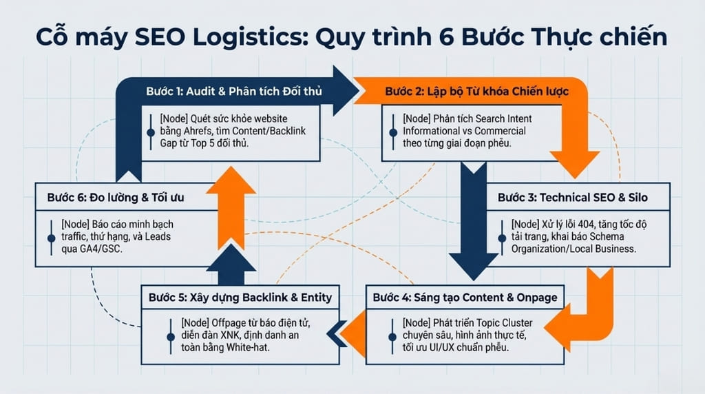 Quy trình SEO Logistics 6 bước thực chiến tại SEVO Digital