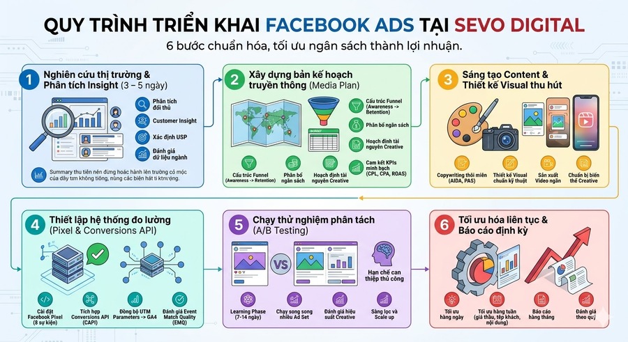 Quy trình triển khai dịch vụ Facebook Ads tại SEVO Digital Quy trình triển khai dịch vụ Facebook Ads tại SEVO Digital
