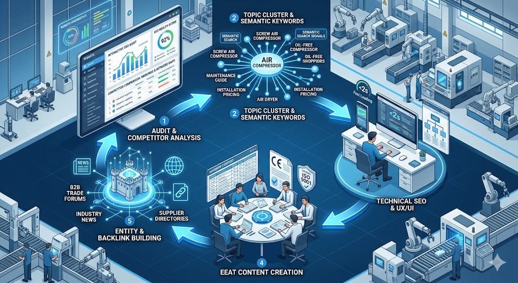 Quy trình triển khai seo website bán máy móc thiết bị chuyên nghiệp tại SEVO