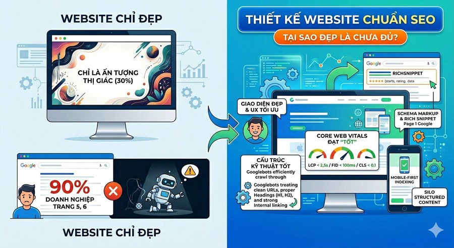 Thiết kế website chuẩn SEO là gì? Vì sao chỉ đẹp thôi chưa đủ?