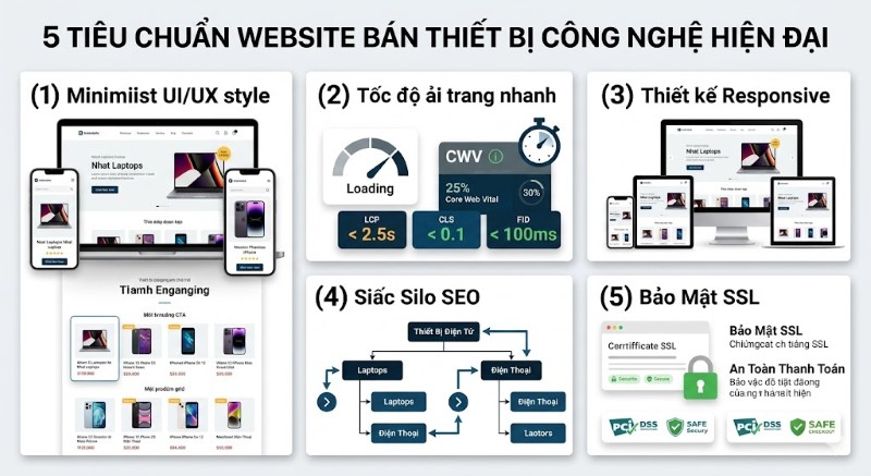 5 tiêu chuẩn kỹ thuật khi thiết kế website bán thiết bị công nghệ
