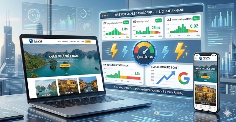 SEVO Digital tối ưu tốc độ tải trang đạt chuẩn theo chỉ số Core Web Vitals của Google