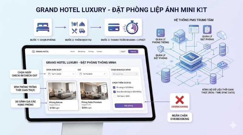 Giao diện booking engine website resort cao cấp trái tim của website khách sạn