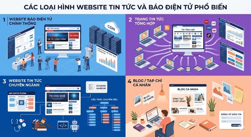 Các loại hình website tin tức và báo điện tử phổ biến