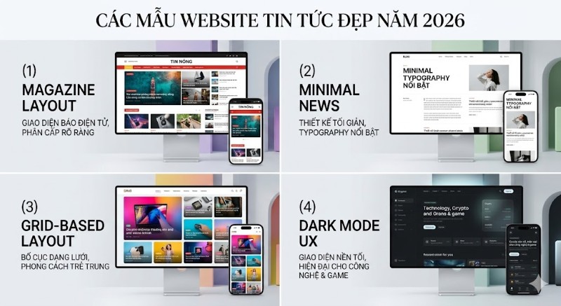 Các mẫu thiết kế website tin tức đẹp năm 2026