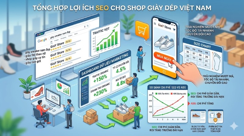 Những lợi ích khi sử dụng dịch vụ SEO bán giày dép tại SEVO
