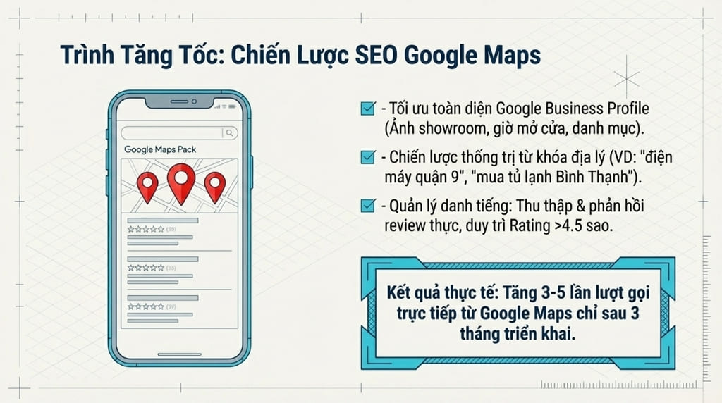 SEO Google Maps tiếp cận khách hàng tại khu vực showroom điện máy