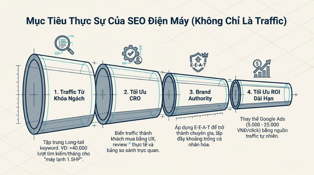 Mục tiêu cốt lõi của doanh nghiệp khi lựa chọn dịch vụ seo điện máy