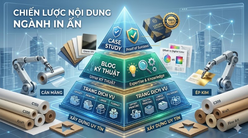 Bước 4: Xây dựng hệ thống nội dung chuyên sâu về kỹ thuật in & chất liệu