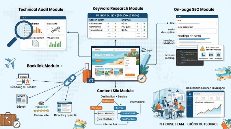 SEVO Digital phát triển SEO toàn diện cho website du lịch