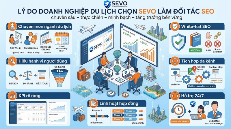 SEVO là đối tác đồng hành chuyên nghiệp uy tín về dịch vụ SEO website du lịch cho doanh nghiệp