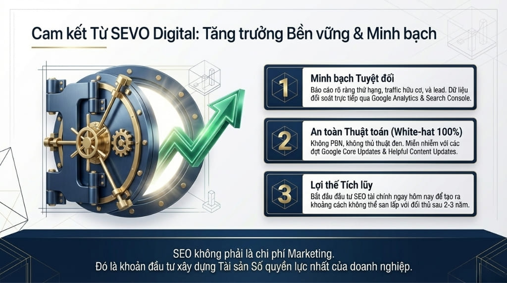 Cam kết khi sử dụng dịch vụ SEO ngân hàng tại SEVO Digital Cam kết khi sử dụng dịch vụ SEO ngân hàng tại SEVO Digital