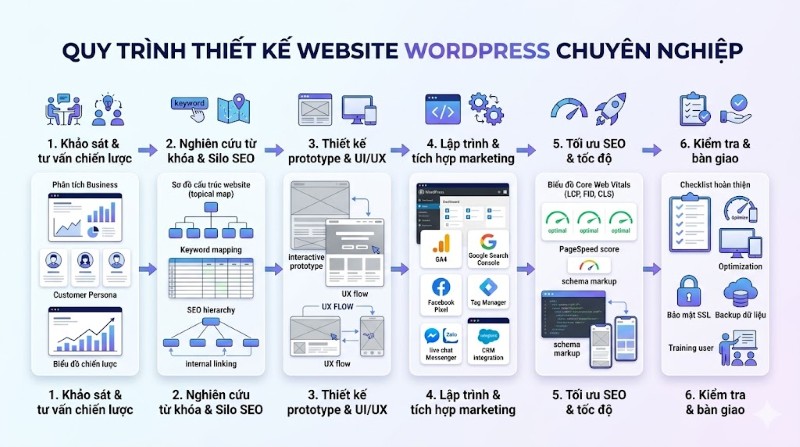 Quy trình 6 bước thiết kế website WordPress chuyên nghiệp