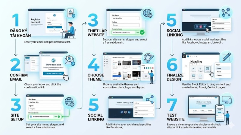 Hướng dẫn 7 bước thiết kế website WordPress bằng WordPress.com miễn phí